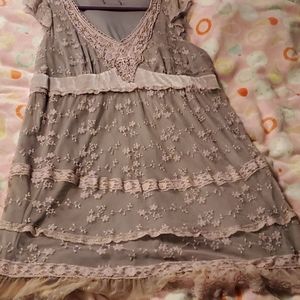Gorgeous Pink and Gray lace Bohemian dress
